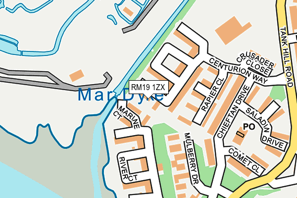 RM19 1ZX map - OS OpenMap – Local (Ordnance Survey)