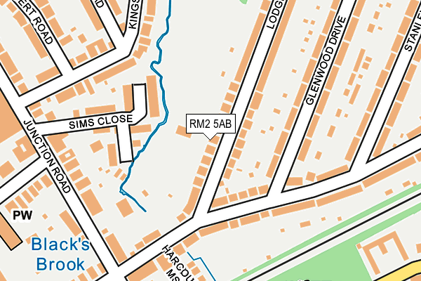 RM2 5AB map - OS OpenMap – Local (Ordnance Survey)