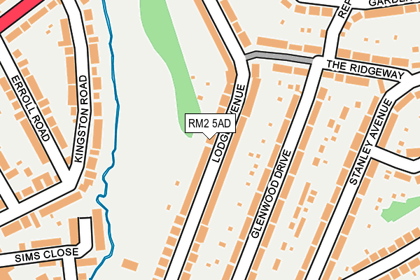 RM2 5AD map - OS OpenMap – Local (Ordnance Survey)