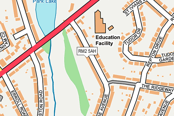 RM2 5AH map - OS OpenMap – Local (Ordnance Survey)