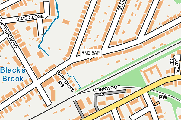 RM2 5AP map - OS OpenMap – Local (Ordnance Survey)