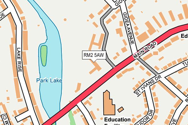 RM2 5AW map - OS OpenMap – Local (Ordnance Survey)