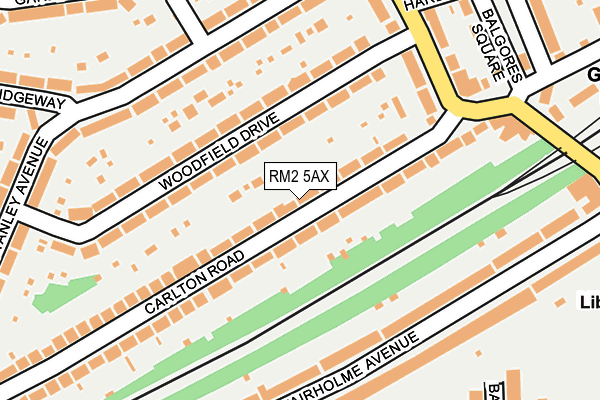 RM2 5AX map - OS OpenMap – Local (Ordnance Survey)