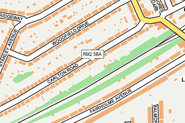 RM2 5BA map - OS OpenMap – Local (Ordnance Survey)