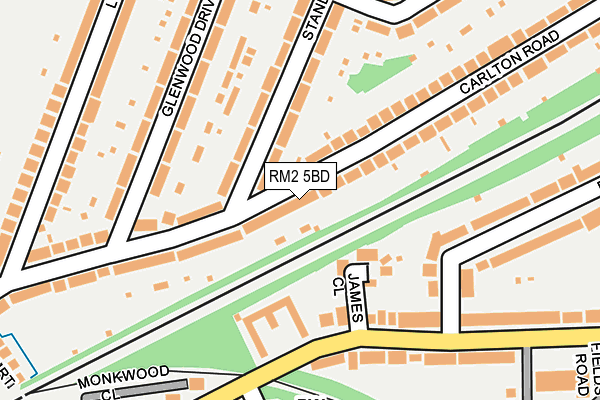 RM2 5BD map - OS OpenMap – Local (Ordnance Survey)
