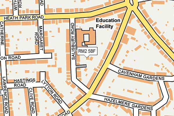 RM2 5BF map - OS OpenMap – Local (Ordnance Survey)