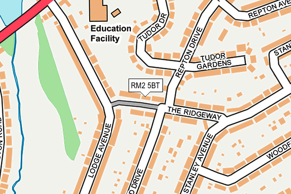 RM2 5BT map - OS OpenMap – Local (Ordnance Survey)
