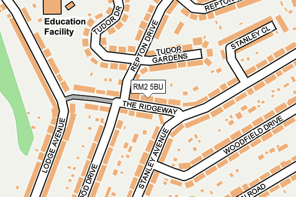 RM2 5BU map - OS OpenMap – Local (Ordnance Survey)