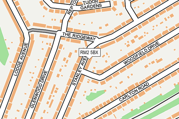 RM2 5BX map - OS OpenMap – Local (Ordnance Survey)