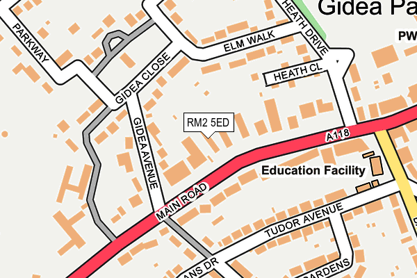 RM2 5ED map - OS OpenMap – Local (Ordnance Survey)