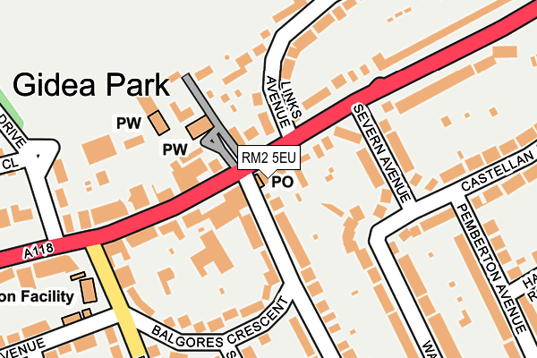 RM2 5EU map - OS OpenMap – Local (Ordnance Survey)