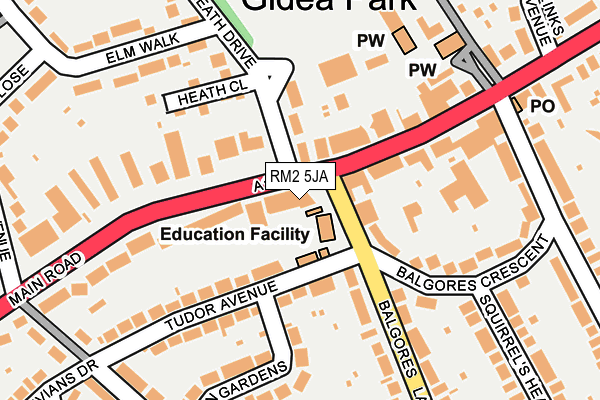RM2 5JA map - OS OpenMap – Local (Ordnance Survey)