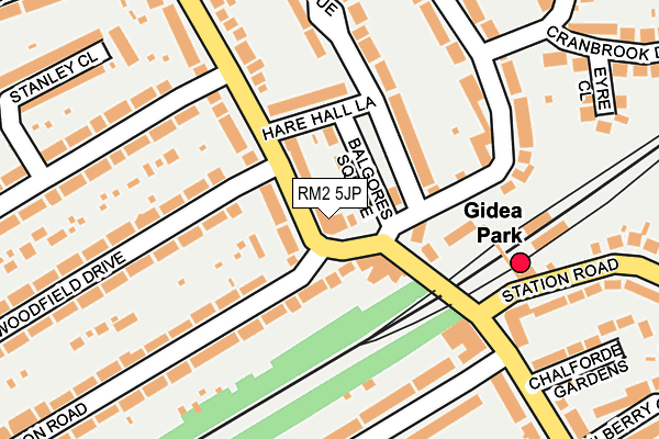 RM2 5JP map - OS OpenMap – Local (Ordnance Survey)