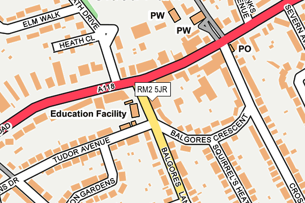 RM2 5JR map - OS OpenMap – Local (Ordnance Survey)