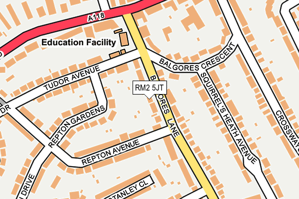 RM2 5JT map - OS OpenMap – Local (Ordnance Survey)