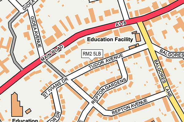 RM2 5LB map - OS OpenMap – Local (Ordnance Survey)