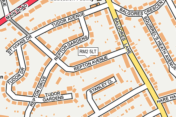 RM2 5LT map - OS OpenMap – Local (Ordnance Survey)