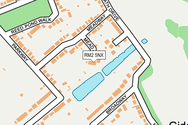 RM2 5NX map - OS OpenMap – Local (Ordnance Survey)