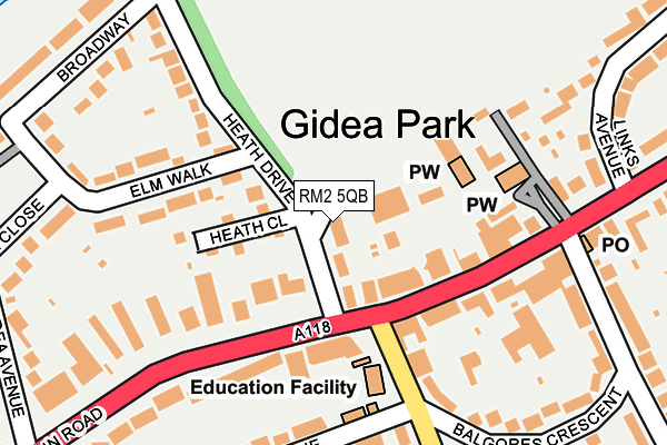 RM2 5QB map - OS OpenMap – Local (Ordnance Survey)