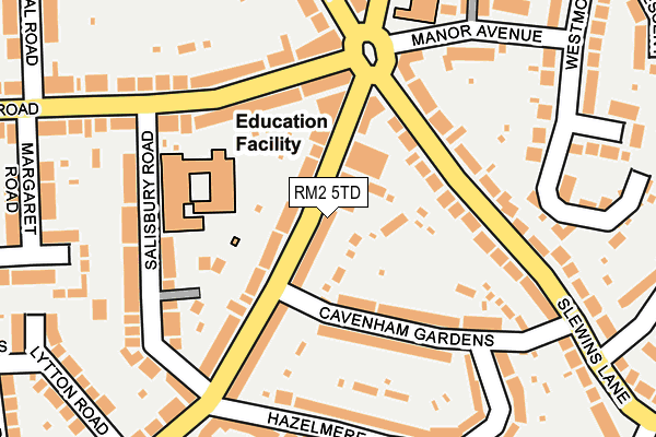 RM2 5TD map - OS OpenMap – Local (Ordnance Survey)