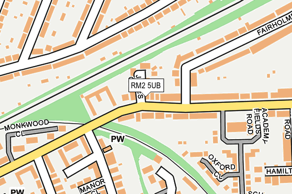 RM2 5UB map - OS OpenMap – Local (Ordnance Survey)