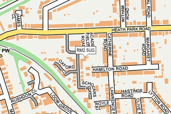 RM2 5UG map - OS OpenMap – Local (Ordnance Survey)