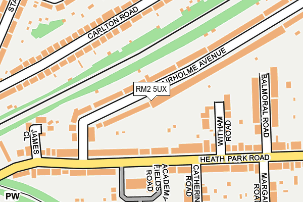 RM2 5UX map - OS OpenMap – Local (Ordnance Survey)