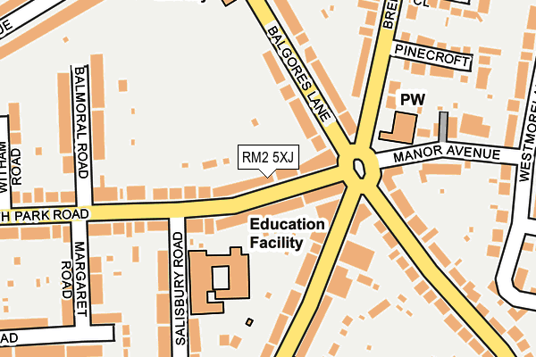 RM2 5XJ map - OS OpenMap – Local (Ordnance Survey)