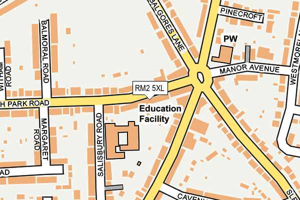 RM2 5XL map - OS OpenMap – Local (Ordnance Survey)