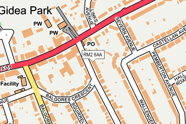 RM2 6AA map - OS OpenMap – Local (Ordnance Survey)