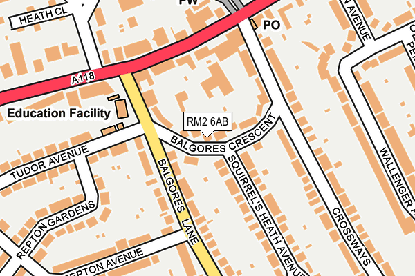 RM2 6AB map - OS OpenMap – Local (Ordnance Survey)