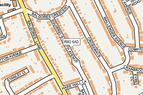 RM2 6AD map - OS OpenMap – Local (Ordnance Survey)