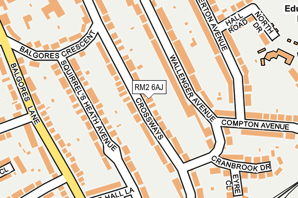 RM2 6AJ map - OS OpenMap – Local (Ordnance Survey)