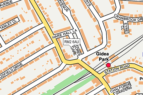 RM2 6AU map - OS OpenMap – Local (Ordnance Survey)