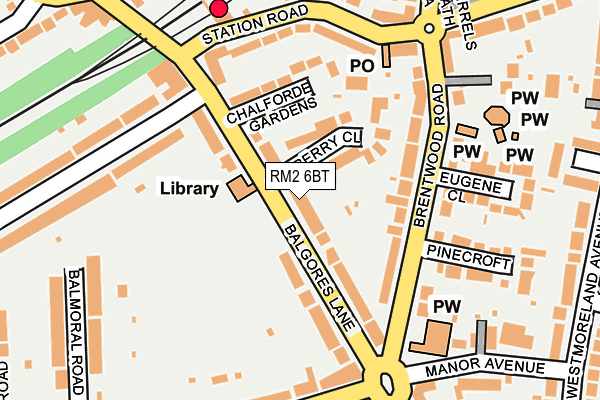 RM2 6BT map - OS OpenMap – Local (Ordnance Survey)