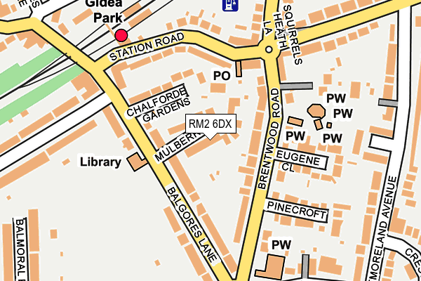 RM2 6DX map - OS OpenMap – Local (Ordnance Survey)