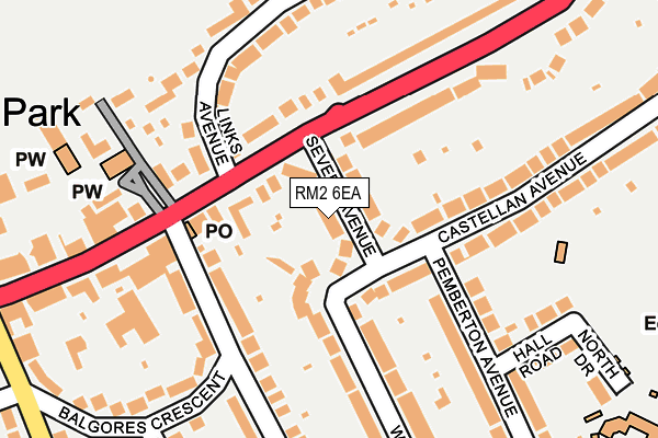 RM2 6EA map - OS OpenMap – Local (Ordnance Survey)