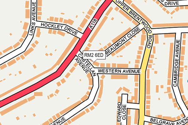 RM2 6ED map - OS OpenMap – Local (Ordnance Survey)