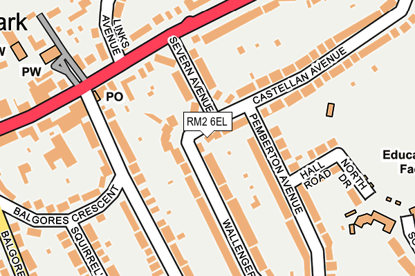 RM2 6EL map - OS OpenMap – Local (Ordnance Survey)
