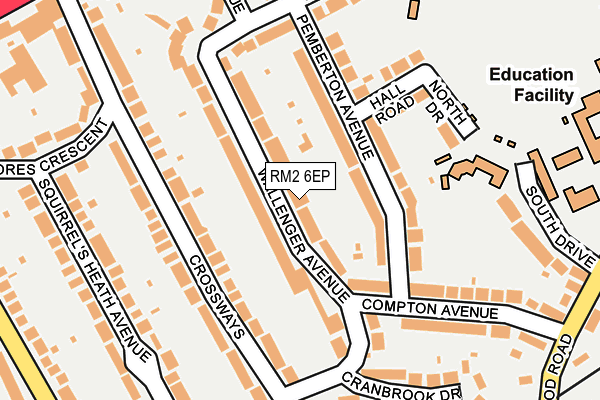 RM2 6EP map - OS OpenMap – Local (Ordnance Survey)