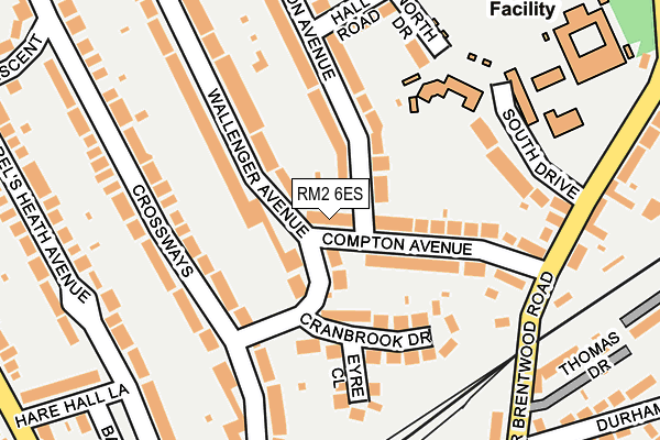 RM2 6ES map - OS OpenMap – Local (Ordnance Survey)