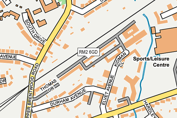 RM2 6GD map - OS OpenMap – Local (Ordnance Survey)