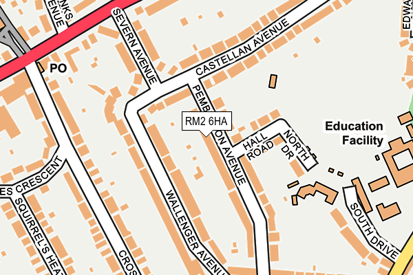 RM2 6HA map - OS OpenMap – Local (Ordnance Survey)