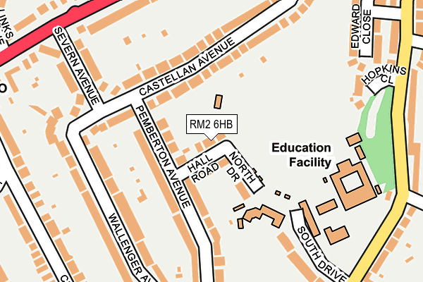 RM2 6HB map - OS OpenMap – Local (Ordnance Survey)