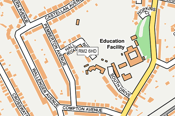 RM2 6HD map - OS OpenMap – Local (Ordnance Survey)