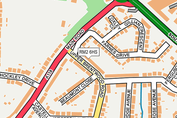 RM2 6HS map - OS OpenMap – Local (Ordnance Survey)