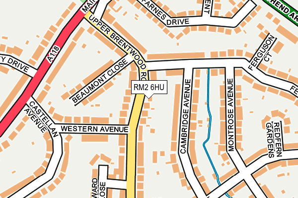 RM2 6HU map - OS OpenMap – Local (Ordnance Survey)