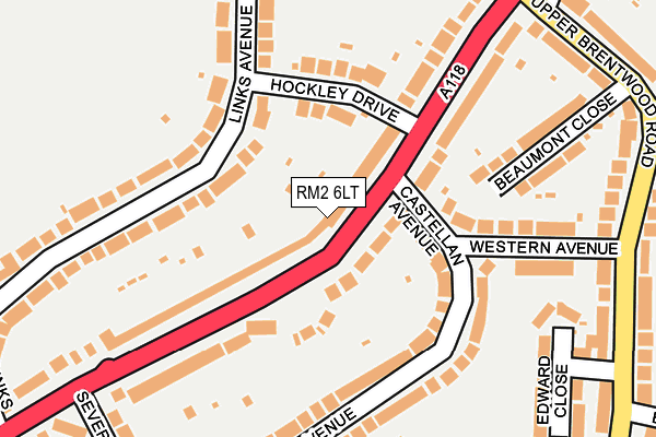 RM2 6LT map - OS OpenMap – Local (Ordnance Survey)