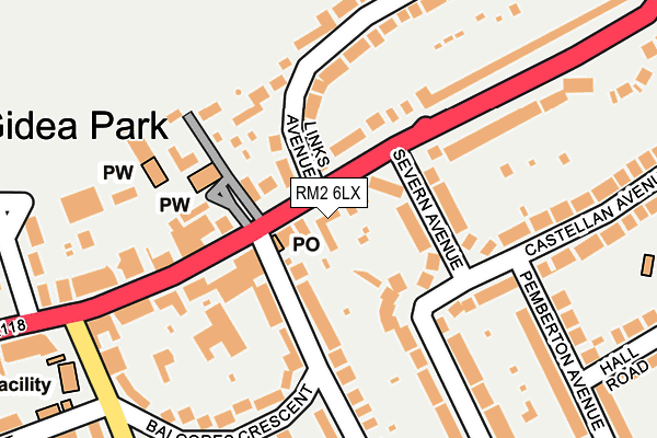 RM2 6LX map - OS OpenMap – Local (Ordnance Survey)