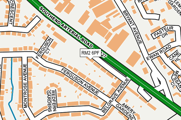 RM2 6PF map - OS OpenMap – Local (Ordnance Survey)